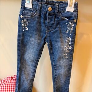 Bebe Toddler Girls Floral Denim Jeans Size 2T